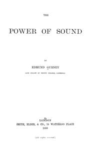 Cover of The power of sound by Edmund Gurney