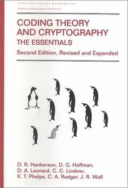 Cover of Coding theory and cryptography by Darrel R. Hankerson