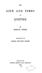 Cover of Goethe by Herman Friedrich Grimm