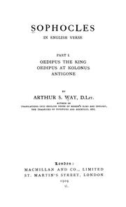 Front cover of Sophocles in English verse by Sophocles