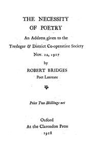 Front cover of The necessity of poetry by Robert Seymour Bridges
