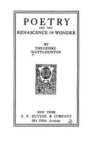 Front cover of Poetry and the Renascence of wonder by Theodore Watts-Dunton