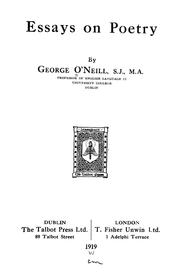 Front cover of Essays on poetry by O'Neill, George
