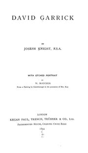 Cover of David Garrick by Knight, Joseph