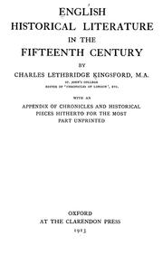 Cover of English historical literature in the fifteenth century by Kingsford, Charles Lethbridge