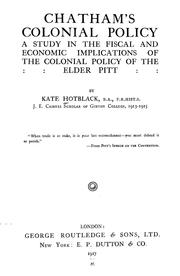 Front cover of Chatham's colonial policy by Kate Hotblack
