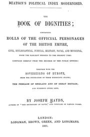 Front cover of The book of dignities by Joseph Timothy Haydn