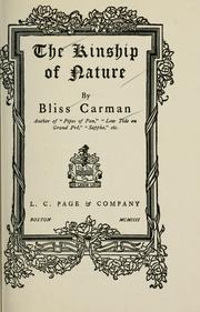 Front cover of The Kinship of Nature by Bliss Carmen 