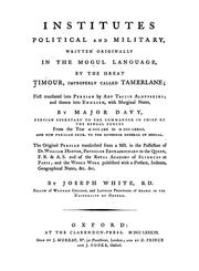 Front cover of Institutes, political and military by Timur