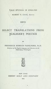 Cover of Select translations from Scaliger's Poetics by Giulio Cesare Scaligero