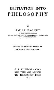 Cover of Initiation into Philosophy by Émile Faguet