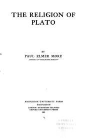 Front cover of The religion of Plato by More, Paul Elmer