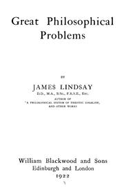 Cover of Great philosophical problems by James Lindsay