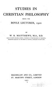 Front cover of Studies in Christian philosophy by W. R. Matthews