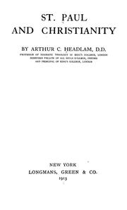 Front cover of St. Paul and Christianity by Arthur Cayley Headlam