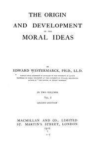 Cover of The origin and development of the moral ideas by Edward Westermarck