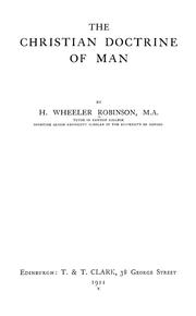 Cover of The Christian doctrine of man by H. Wheeler Robinson