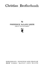 Front cover of Christian brotherhoods by Frederick DeLand Leete
