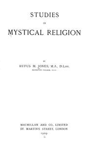 Front cover of Studies in mystical religion by Jones, Rufus Matthew