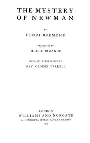 Cover of The mystery of Newman by Henri Bremond