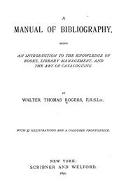 Cover of A manual of bibliography by Walter Thomas Rogers