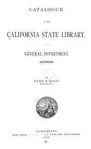 Cover of Catalogue of the California State Library by California State Library.