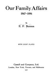Front cover of Our family affairs by E. F. Benson
