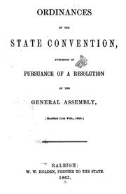 Cover of Ordinances of the State convention by North Carolina. Convention