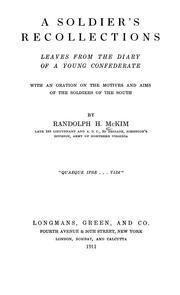 Front cover of A soldier's recollections by McKim, Randolph H.
