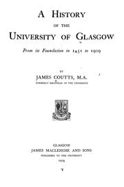 Front cover of A history of the University of Glasgow by Coutts, James
