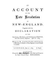 Front cover of An account of the late revolution in New-England by Nathanael Byfield