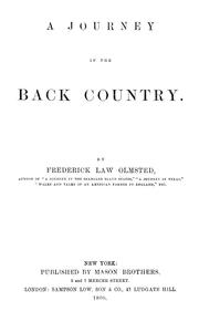 Cover of A journey in the back country by Frederick Law Olmsted, Sr.