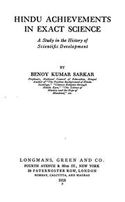 Front cover of Hindu achievements in exact science by Benoy Kumar Sarkar