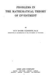 Cover of Problems in the mathematical theory of investment by Guy Roger Clements