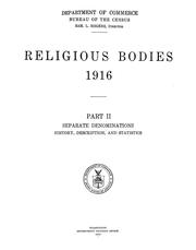 Cover of Religious bodies, 1916 by United States. Bureau of the Census
