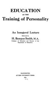 Front cover of Education as the training of personality by Henry Bompas Smith