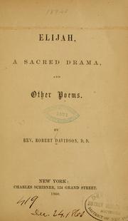 Cover of Elijah by Davidson, Robert