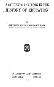 Front cover of A student's textbook in the history of education by Duggan, Stephen Pierce Hayden