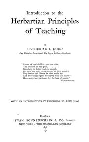 Front cover of Introduction To The Herbartian Principles Of Teaching by Catherine I. Dodd