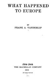Front cover of What happened to Europe by Frank A. Vanderlip