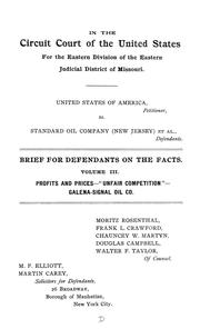 Front cover of United States of America, petitioner, vs. Standard oil company (New Jersey) et al., defendants by Moritz Rosenthal