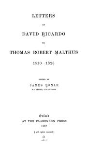 Front cover of Letters of David Ricardo to Thomas Robert Malthus, 1810-1823 by David Ricardo
