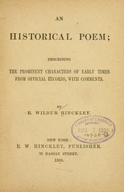 Front cover of An historical poem by R. Wilbur Hinckley