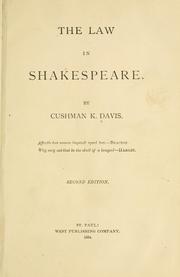 Front cover of The law in Shakespeare by Cushman Kellogg Davis