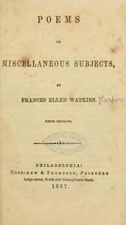 Cover of Poems on miscellaneous subjects by Frances Ellen Watkins Harper