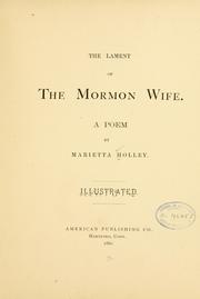 Cover of The lament of the Mormon wife by Marietta Holley