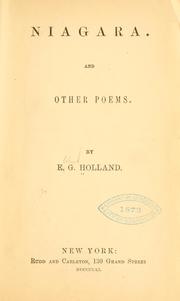 Front cover of Niagara. And other poems by E. G. Holland