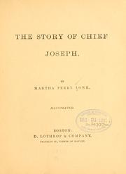 Cover of The story of Chief Joseph by Martha Perry Lowe