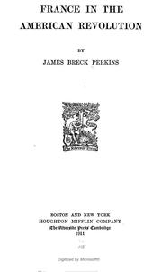 Cover of France in the American revolution by James Breck Perkins