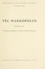 Front cover of The Makropoulos secret by Karel Čapek